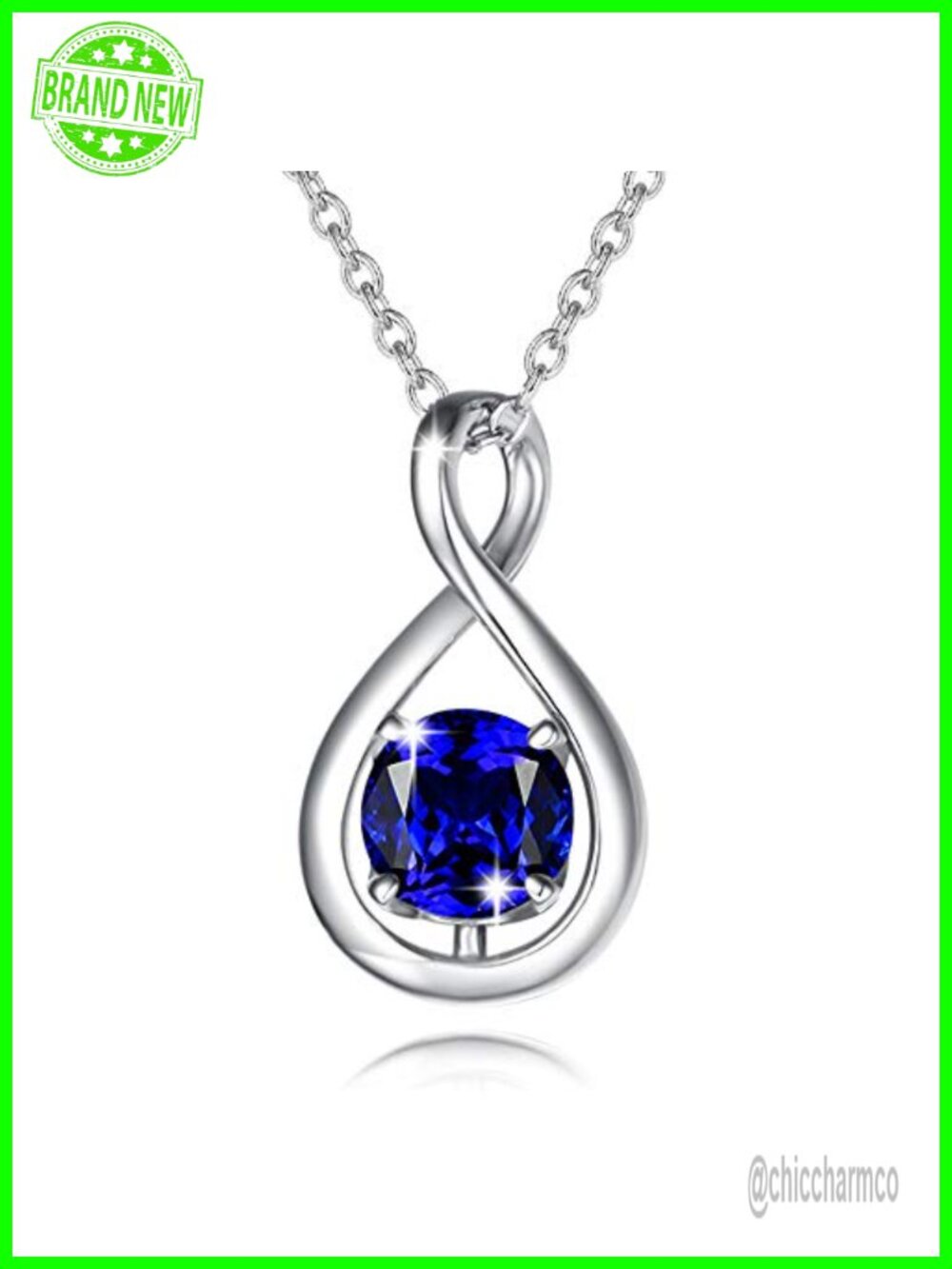 Dainty Infinity Birthstone Necklace White Gold Plated 925 Sterling Silver